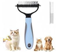 2026 Pet Pro Tool Grooming, Dematting Comb for Dogs and Cats, Double Sided Undercoat Rake Pet Brush with 17 Teeth, Deshedding Dog Brush Removes Tangles Knots and Loose Fur (Blue)