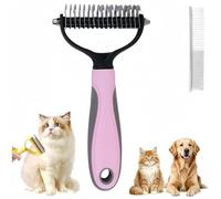2026 Pet Pro Tool Grooming, Dematting Comb for Dogs and Cats, Double Sided Undercoat Rake Pet Brush with 17 Teeth, Deshedding Dog Brush Removes Tangles Knots and Loose Fur (Pink)