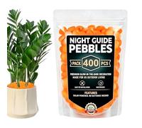 2026 Pierres de jardin colorées qui brillent dans le noir,galets lumineux de guide de nuit,400 pièces de galets artificiels décoratifs colorés à énergie solaire, décor d'aménagement paysager extérieur