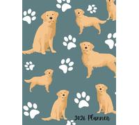 2026 Planner: Golden Retriever Dog Paw Prints Dated Weekly and Monthly Page Views With Space For Notes