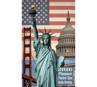 2026 Planner Pocket Size: American Flag themed Cover Daily Weekly Diary 12 Month Calendar Vision Mission Board Contact Address Organizer Goals Notes