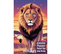 2026 Planner Pocket Size: Lion themed Cover Daily Weekly Diary 12 Month Calendar Vision Mission Board Contact Address Organizer Goals Notes