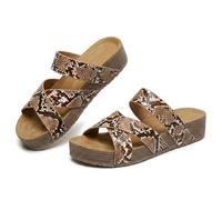 2026 Platform Slide Sandals for Women Open Toe Knitted Strap Sandals Arch Support Comfortable Summer Beach Shoes Fashion Hollow Open Toe Lightweight Outdoor Slippers (Snake Print,40)