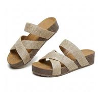 2026 Platform Slide Sandals for Women Open Toe Knitted Strap Sandals Arch Support Comfortable Summer Beach Shoes Fashion Hollow Open Toe Lightweight Outdoor Slippers (Hemp Rope,39)