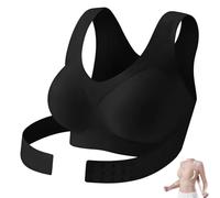 2026 Posture Bras for Women Front Closure Cross Back Wireless Posture Corrector Bra Support Push Up (Black,Grand)