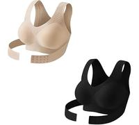 2026 Posture Bras for Women Front Closure Cross Back Wireless Posture Corrector Bra Support Push Up (C,TG)