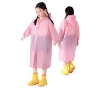 2026 - Printemps, été et automne garçons et filles uni boutonné épais poncho imperméable pluie ponchos parapluie enfant, Rose clair, 4-9 ans