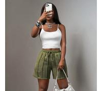 2026 Printemps/Été Nouveau Style de Rue Décontracté Coupe Slim Ensemble Deux Pièces Femme Comprenant un Débardeur Blanc unicolore avec Motif Plissé et un Short de Cycliste Plissé en Forme de Cure-Dent