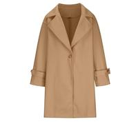 2026 Printemps Grande Taille Manches Longues Revers Cranté Boutonné Pardessus Mélangé Pour Automne Et Hiver Casual Élégant Vêtements D'extérieur, Rouge, S