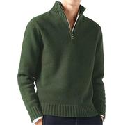 2026 Pull bas décontracté masculin couleur unie laine chaude femmes col montant acrylique long w nd grande taille cardigan col V, Vert, XXL
