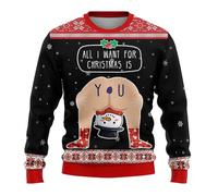 2026 Pull de Noel Homme Imprimé Fesses du Père Noël Tee Shirt Grande Taille Manche Longue Casual Sport Pull Imprimé Flocon de Neige Ugly Pulls de Noël Moche Drôle Sweat Pas Cher