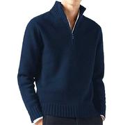 2026 Pull décontracté pour homme en laine chaude de couleur unie à col montant en acrylique long w nd grande taille V cardigan, BU1., XL