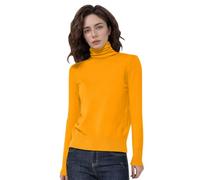 2026 Pull en laine sans coutures à col roulé First Line à manches longues pour femme, jaune, L