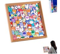 2026 Puzzle Nouveau Chat en Bois, Cadre de Puzzle de Chat en Bois Bricolage, créatif coloré en Forme de Chat, Puzzles/Dessin/Assemblage Tout en Un, Cadre Photo peintable (avec 36 stylos Couleur)