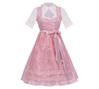 2026 - Robe mi-longue pour femme Chemise Tablier Ensemble 3 pièces Robe allemande Oktoberfest Furries Costume Cosplay, Rose, XXL