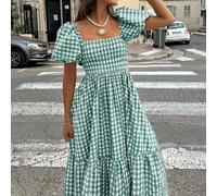 2026 Robe verte lavée plissée et froncée, style bohème élégant, pour le printemps/été/début de l'automne. Robe de vacances, tenue d'été, robe d'été, robe d'anniversaire, robe de soirée élégante, tenue