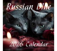 2026 Russian Blue Cat Calendar: Silvery Grace & Emerald Eyes Month by Month: Compact Square Design for Home or Office • Perfect Gift for Cats Lovers