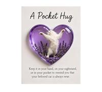 2026 - Sac commémoratif en forme de cœur - Chat endormi - En résine - Figurines commémoratives - Animal réfléchi pour les propriétaires de chats en deuil et les amoureux des chats (violet clair