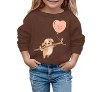 2026 Saint Valentin Automne et Hiver Saint-Valentin À La Mode Intéressant Chiot Imprimé Sweat À Capuche Enfant, marron, 3-4 ans