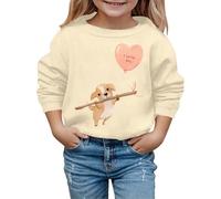 2026 Saint Valentin Automne et Hiver Saint-Valentin À La Mode Intéressant Chiot Imprimé Sweat À Capuche Enfant, beige, 12-18 mois