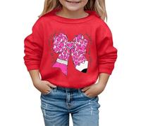 2026 Saint Valentin Automne et Hiver Saint-Valentin Mode Crayon Noeud Imprimé Sweat à Capuche Enfant, rouge pastèque, 18-24 mois