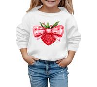 2026 Saint Valentin Automne et Hiver Saint-Valentin Mode Fraise Noeud Imprimer Sweat à Capuche Enfant, blanc, 12-18 mois
