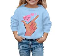 2026 Saint Valentin Automne et Hiver Saint-Valentin Mode Mignon Imprimé Doigts Sweat à Capuche Enfant, bleu ciel, 18-24 mois