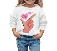 2026 Saint Valentin Automne et Hiver Saint-Valentin Mode Mignon Imprimé Doigts Sweat à Capuche Enfant, blanc, 18-24 mois