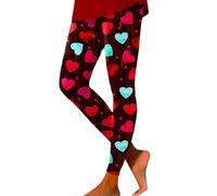 2026 Saint-Valentin Mode Femme Casual Thème Saint-Valentin Imprimé Serré Taille Haute Leggings pour Exercices de Fitness en Plein Air, rouge, S