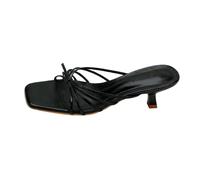 2026 Sandales élégantes texturées à talon moyen sans orteils - Idéales à enfiler pour tout le monde, Noir , 39 EU