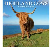 2026 Scotland Calendar: Highland Cows - Square Wall Calendar - Month to View - 12 Months