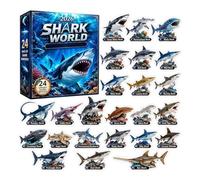 2026 Shark World Christmas aaadvent Calendar - 24-Day oceaan Toy Countdown | 24-day Christmas aaadvent calendar with marine life shark figures for kids' holiday countdown, collecting, and seasonal room