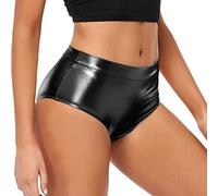 2026 Short booty métallique taille haute pour femme comme clubwear rave pour danser dans un short élégant, Noir , L
