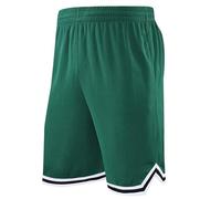 2026 Short de basket-ball long pour homme avec poche zippée 27,9 cm en maille filet pour sport, jeu, terrain de basket-ball, star, fitness, sport, Vert foncé., L