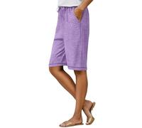 2026 - Short de survêtement longueur genou pour femme, été, confortable, ample, cordon de serrage à la taille, short de course, costume sportif pour femme, pantalon de pirate, lilas, S