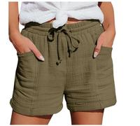 2026 - Short pour femme avec jambe droite, taille haute, short de sport, short ample, pantalon tendance décontracté pour enfant, Vert armée., XL