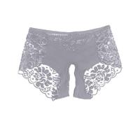 2026 Slip pour femme brodé sensationnel avec détails en dentelle séduisants dos ouvert pour un confort irrésistible, gris, M