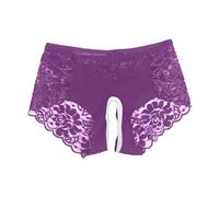 2026 - :Slip sensationnel avec dentelle brodée avec dos ouvert pour femme avec un design séduisant provoquant des sous-vêtements pour femme avec dentelle, lilas, M