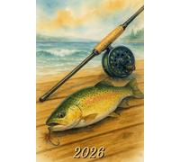 2026: Small Monthly Calendar Planner - Watercolor Fishing