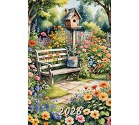 2026: Small Monthly Calendar Planner - Watercolor Garden Scene