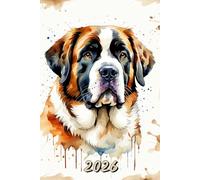 2026: Small Monthly Calendar Planner - Watercolor Saint Bernard Dog