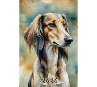 2026: Small Monthly Calendar Planner - Watercolor Saluki Dog