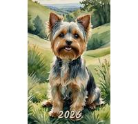 2026: Small Monthly Calendar Planner - Watercolor Yorkie Terrier Dog In A Field