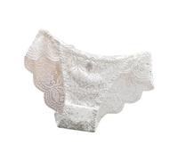 2026 Sous-vêtements en dentelle pour femmes avec taille basse séduisante soulevant les fesses sans pur désir style entrejambe grand pantalon triangle respirant, blanc, L