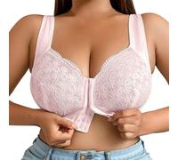 2026 - Soutien-gorge en dentelle confortable et respirant avec fermeture avant brodée surdimensionnée pour toutes les saisons. Conception sans fil pour un usage quotidien. Moins cher, Rose clair, 95 E
