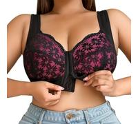 2026 - Soutien-gorge en dentelle confortable et respirant avec fermeture avant brodée surdimensionnée pour toutes les saisons. Conception sans fil pour un usage quotidien. Moins cher, Noir1, 120E