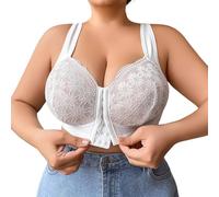 2026 - Soutien-gorge en dentelle confortable et respirant avec fermeture avant brodée surdimensionnée pour toutes les saisons. Conception sans fil pour un usage quotidien. Moins cher, beige, 105E