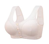 2026 Soutien-gorge pour femme avec bordure de sport extra élastique sur le devant et fermeture en dentelle réglable respirante, beige, 74