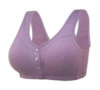 2026 Soutien-gorge pour femme avec bordure de sport extra élastique sur le devant et fermeture en dentelle réglable respirante, violet, 64