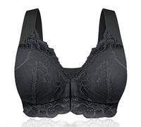 2026 Soutien-gorge pour femme réglable extra élastique respirant avec fermeture avant en dentelle, Noir , 36B